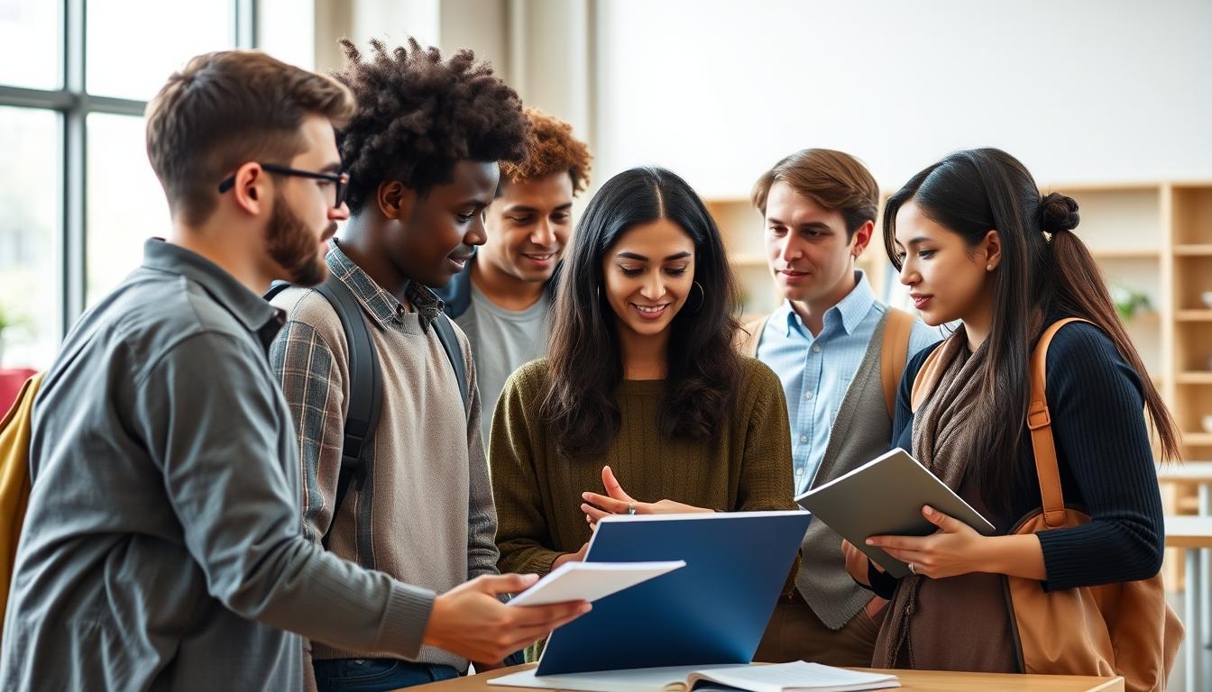 Student using a study guide to organize academic notes